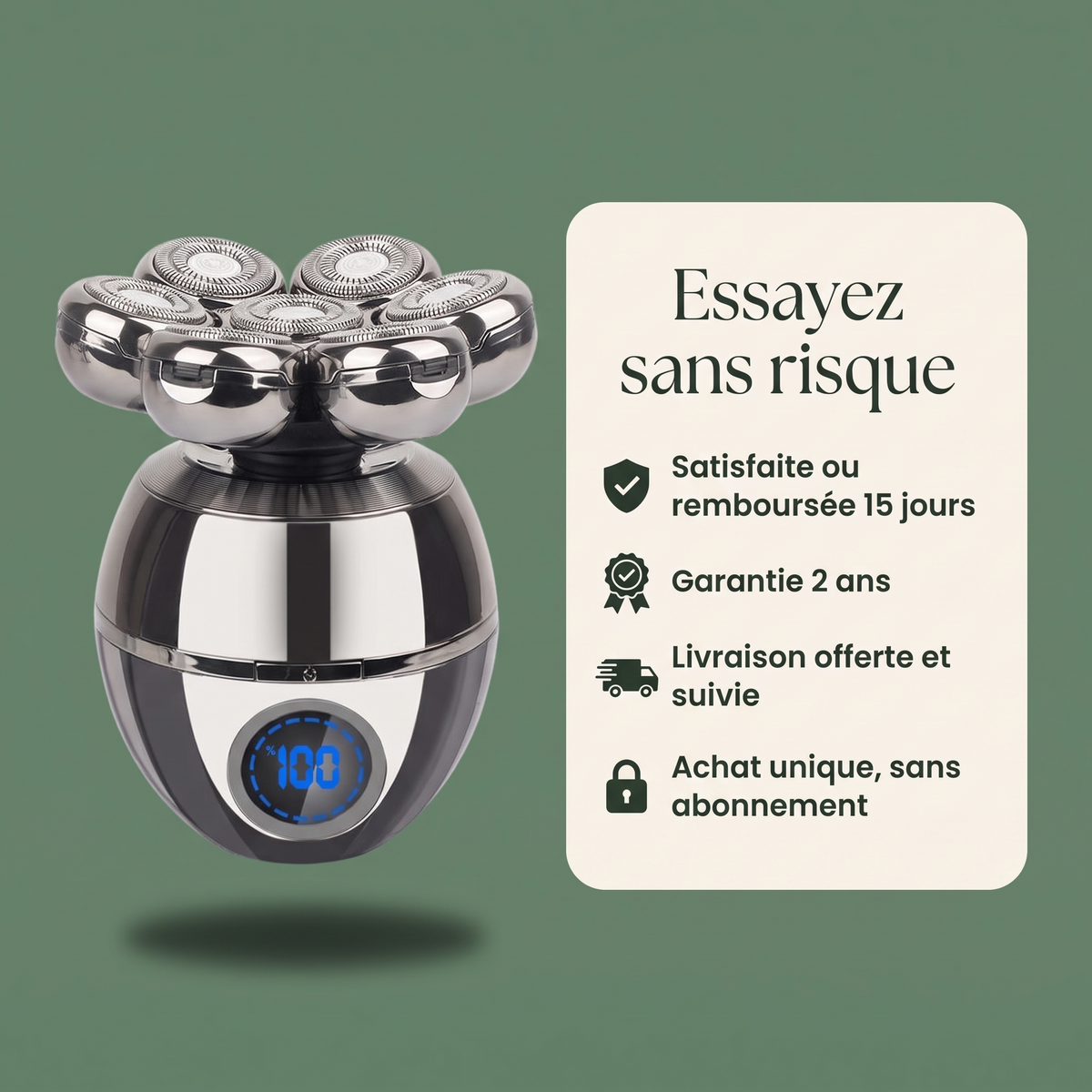 Essayez sans risque : remboursée 15 jours, garantie 2 ans, livraison offerte